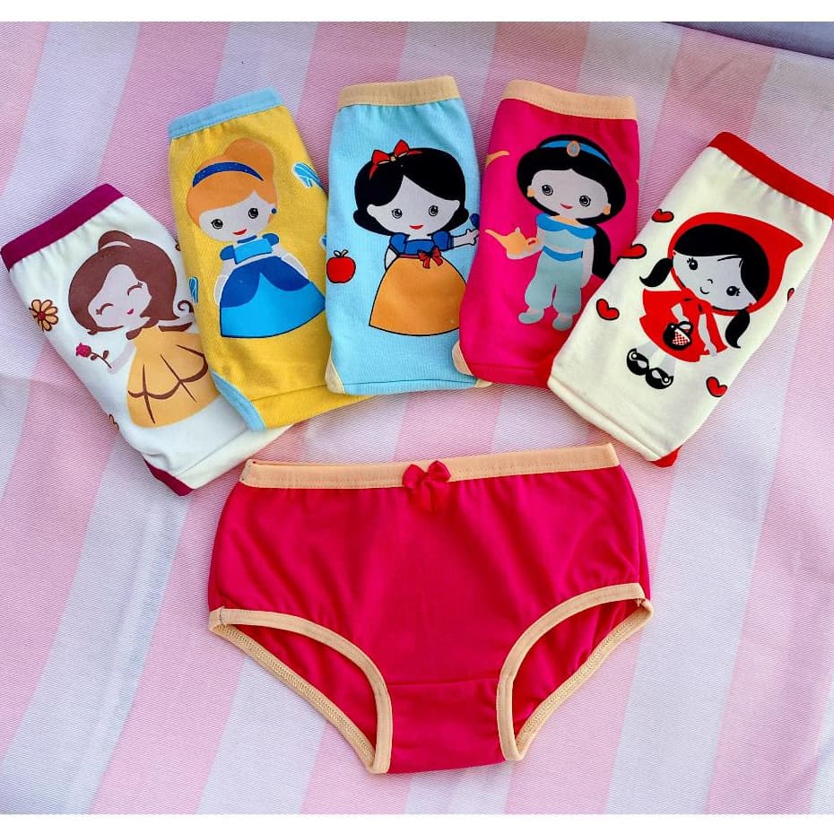 Calcinha Infantil Menina Contton Kit com 5 Calsinha Desfralde