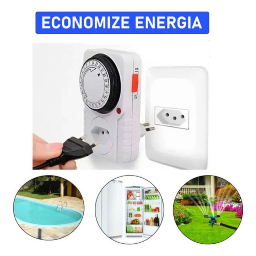 Temporizador Analógico Timer Manual Tomada Liga Desliga Energia 110v / 220v Tomada Inteligente