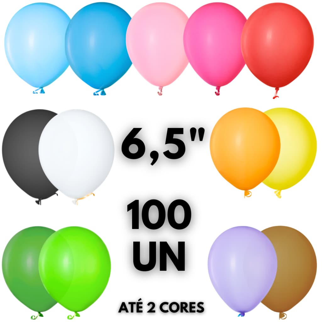 Kit 100 Balão Bexiga Liso Festa Decoração 6 Polegadas Aniversário Comemoração Evento