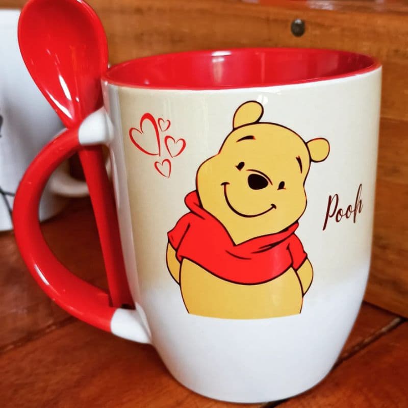 Caneca Com Colher Personalizada Ursinho Pooh