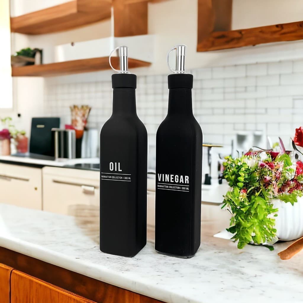Porta Azeite  e Porta Vinagre Preto 300MLModerno Luxo -  Produto Premium Envio Imediato - Azeiteiro + Vinagreiro