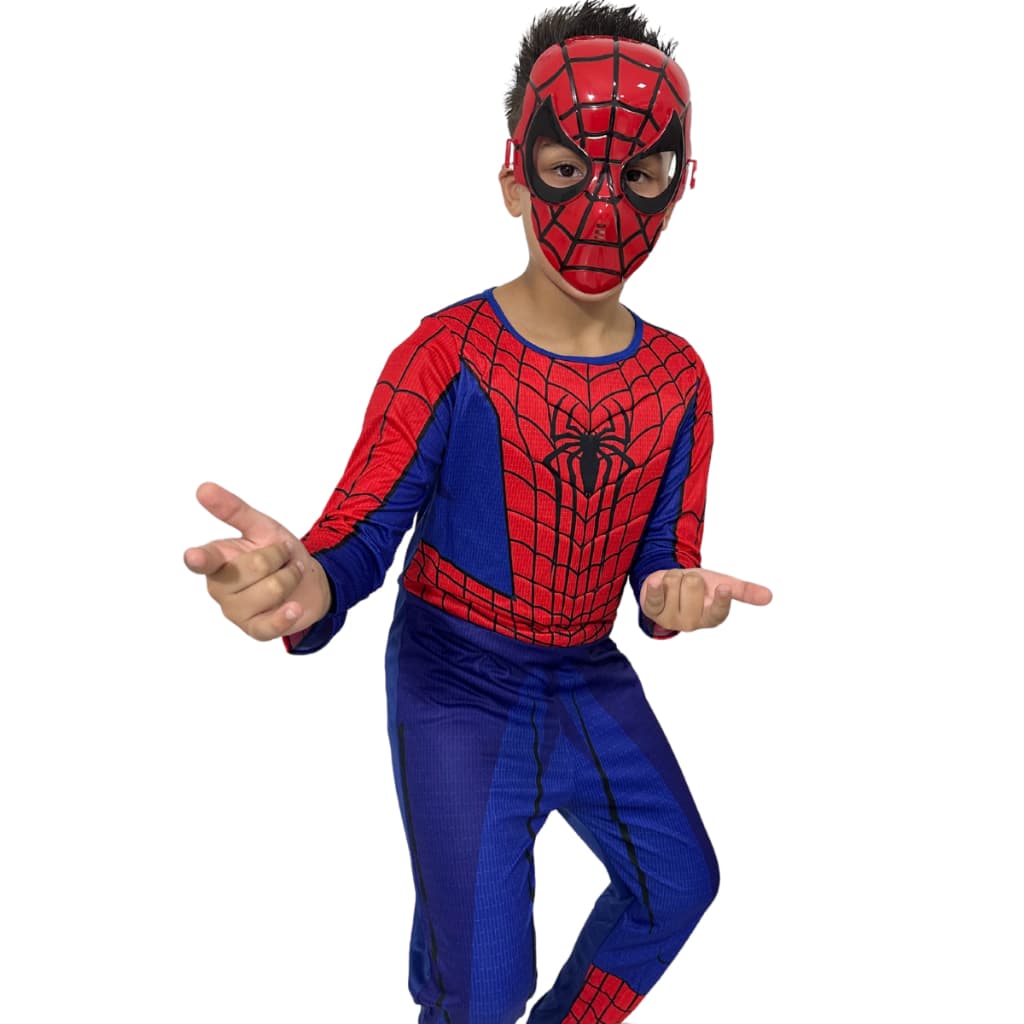 Fantasia Infantil Do Homem Aranha Longa Com Enchimento E Mascara De Plástico