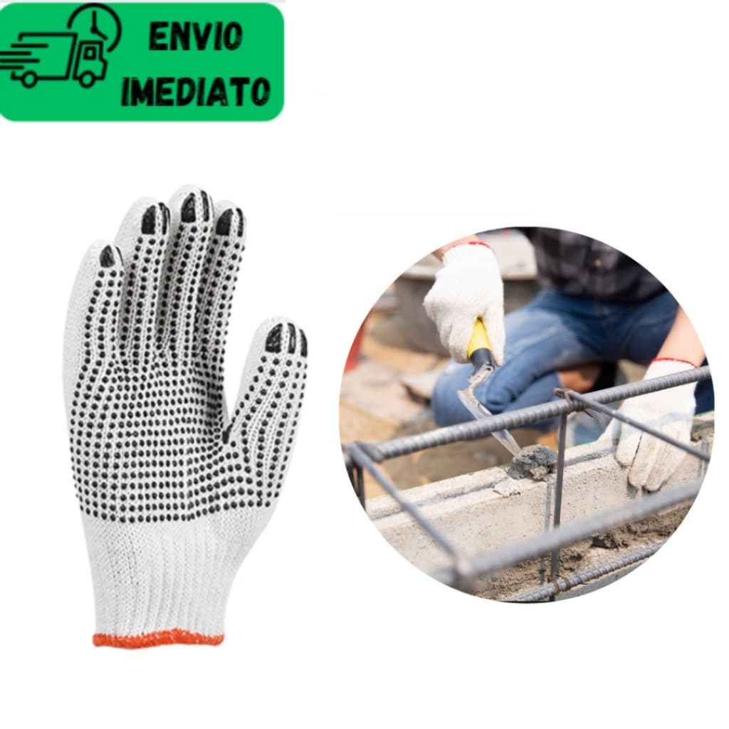 KIT 10 PARES LUVA DE SEGURANÇA PIGMENTADA TRICOTADA PARA MANUTENÇAO PEDREIRO JARDINAGEM