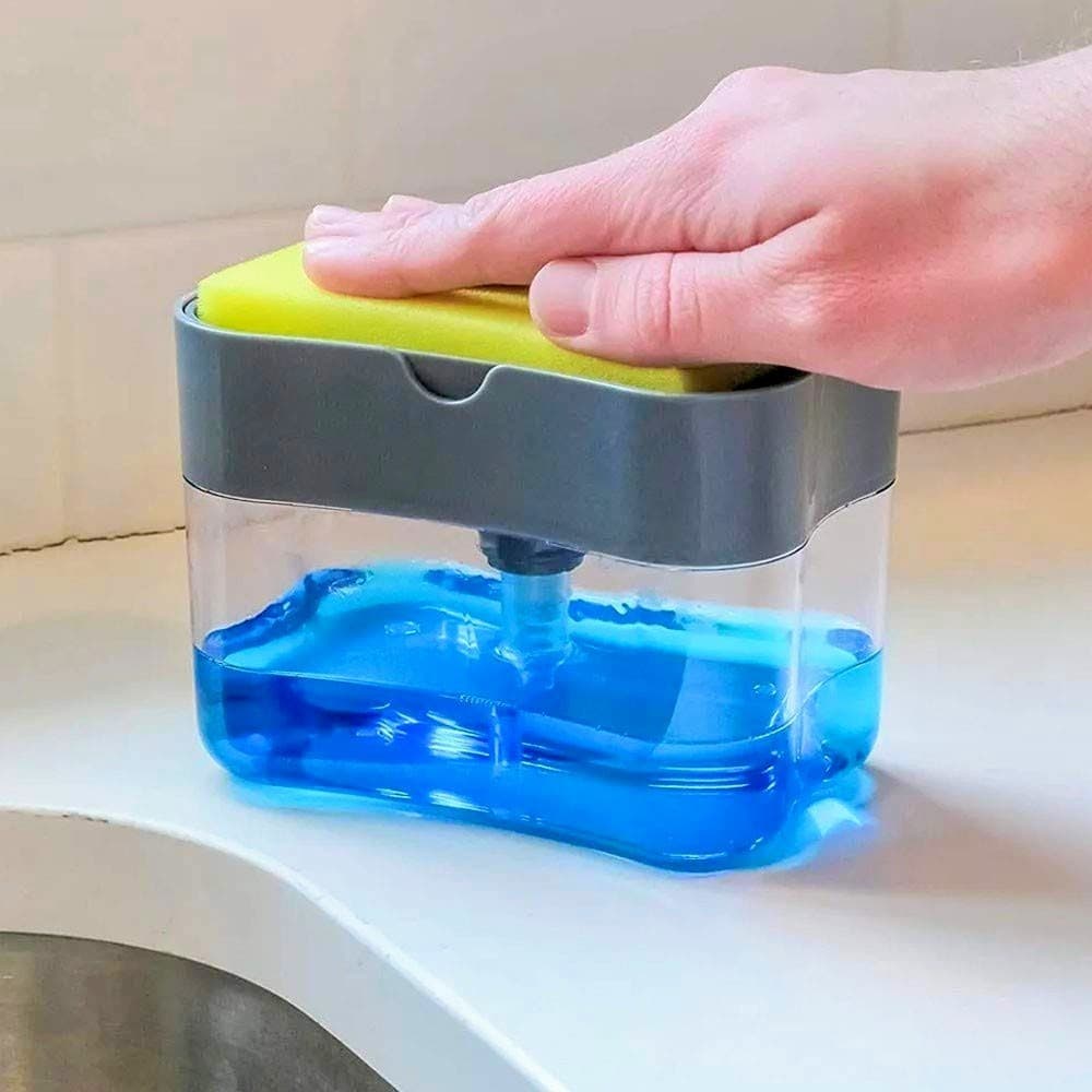 Porta Detergente Dispenser Sabao 2x1 Detergente Suporte Porta Bucha Esponja Limpeza Sabão Limpa Cozinha Casa Louça