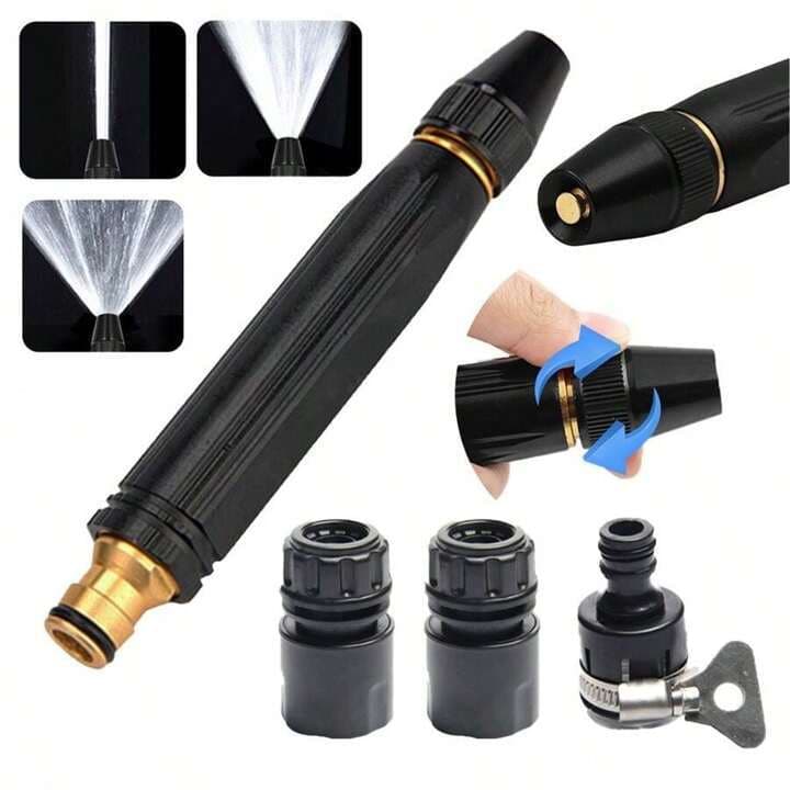 Esguicho Bocal De Mangueira Regar Jardim Pistola Spray Água Alta Pressão Bico Limpeza Quintal