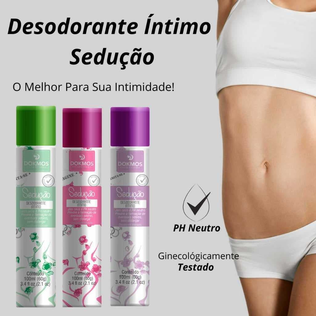 Desodorante Íntimo Seduçãos Spray Controle de Odor Ph Neutraliza Perfume Dokmos 100ml