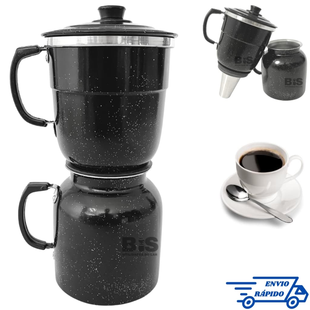 Cafeteira Italiana Econômica em Alumínio 1,5L Para Fogão Preta Craqueada