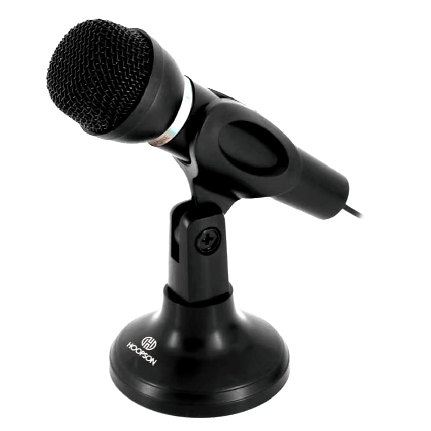 Microfone De Mesa Com Haste Ajustável Cabo P2 1,6m - Hoopson