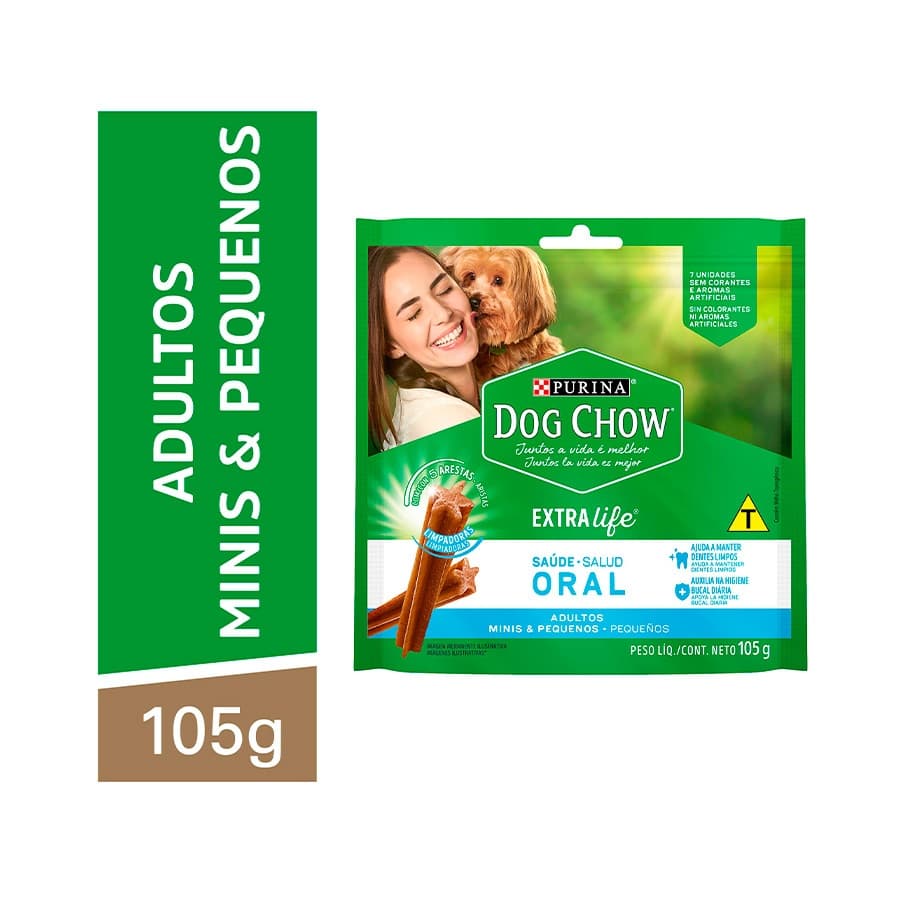 Petisco Purina Dog Chow Extra Life Saúde Oral para Cães de Porte Mini e Pequeno - 105g
