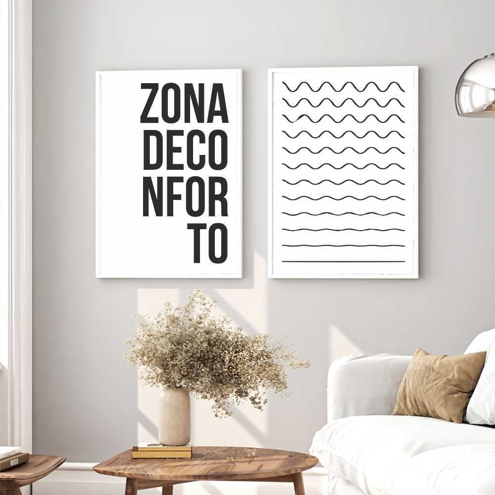 Quadros Decorativos Quadro Decorativo Dupla Zona De Conforto Ondas Moldura Caixa TokQuadros