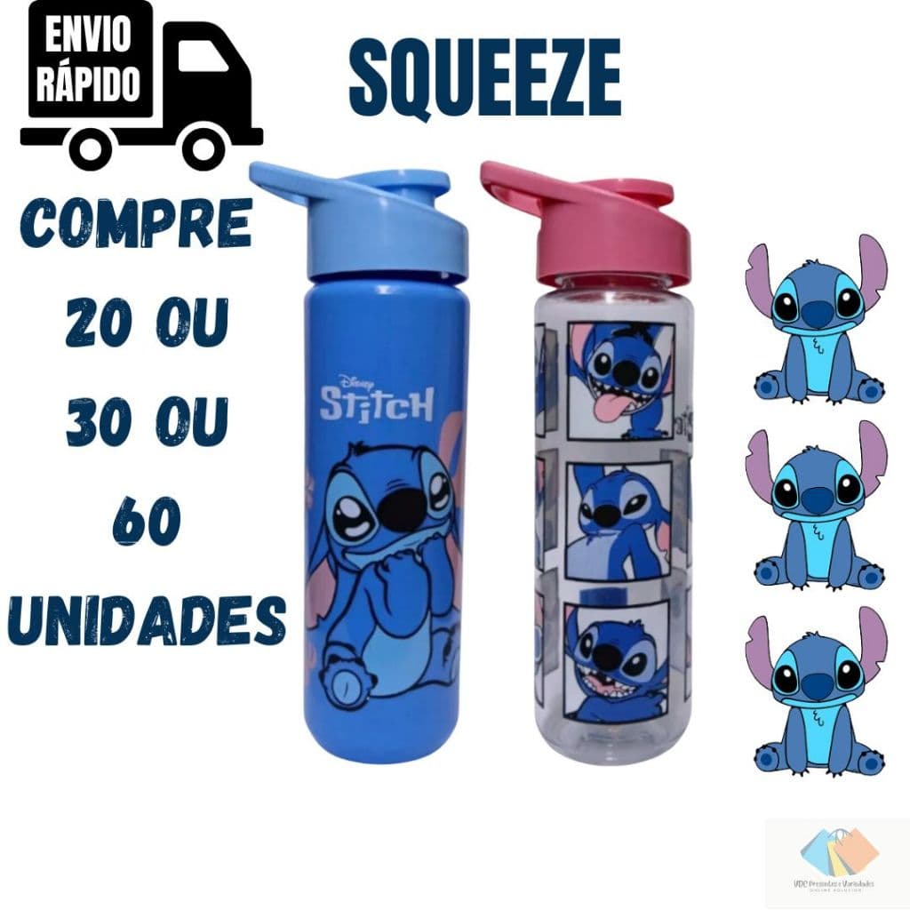 Squeeze Stitch Garrafa Com Tampa 700 ML 20 30 60 UNIDADES