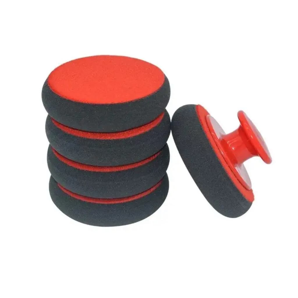 Conjunto 5 Esponjas + 1 Suporte para lustrar encerar carro cera lava carro, encera carro.