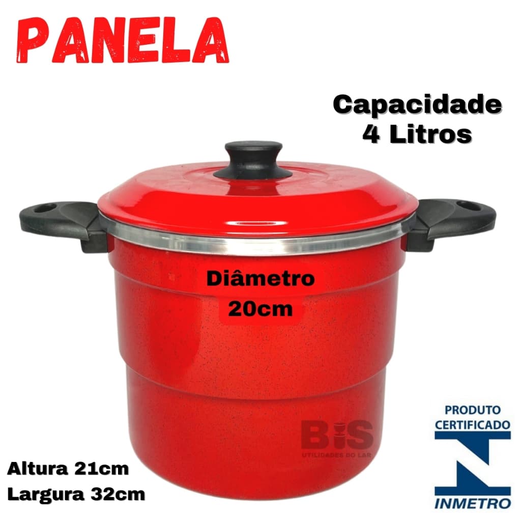 Panela Multiuso 3 em 1 Cuscuzeira Vermelha Faz Pudim Cuscuz Alimentos a Vapor