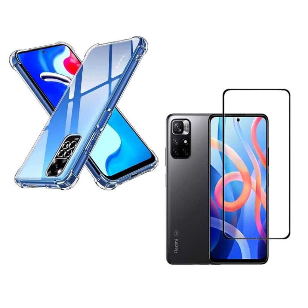 Capa Anti Impacto Transparente Para Xiaomi Redmi Note 11 4g + Película 3D Vidro Temperado