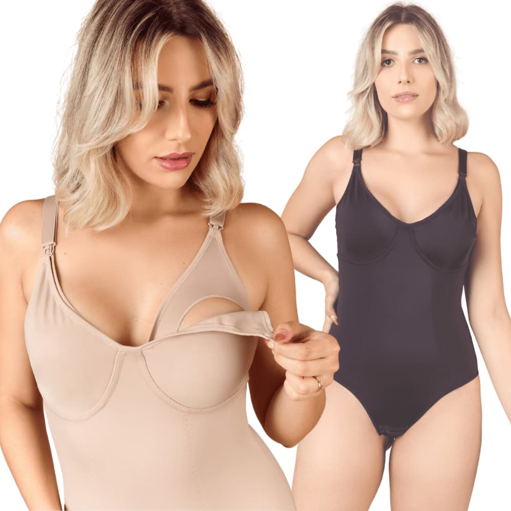 Kit 2 Body Modelador de Amamentação Pós-Parto Cirúrgico Sem Bojo