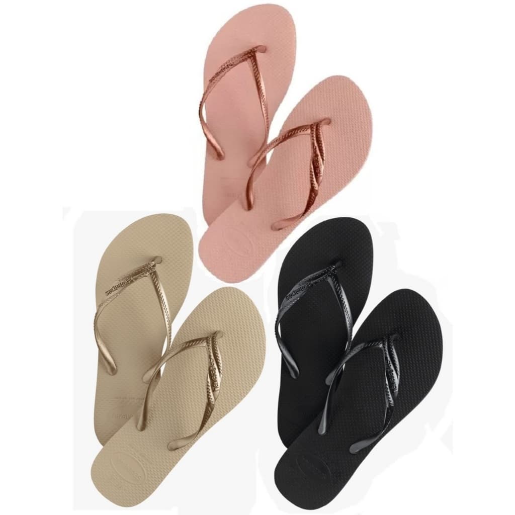 Chinelo Havaianas Original Fantasia, tiras metálicas, linda e Confortável.