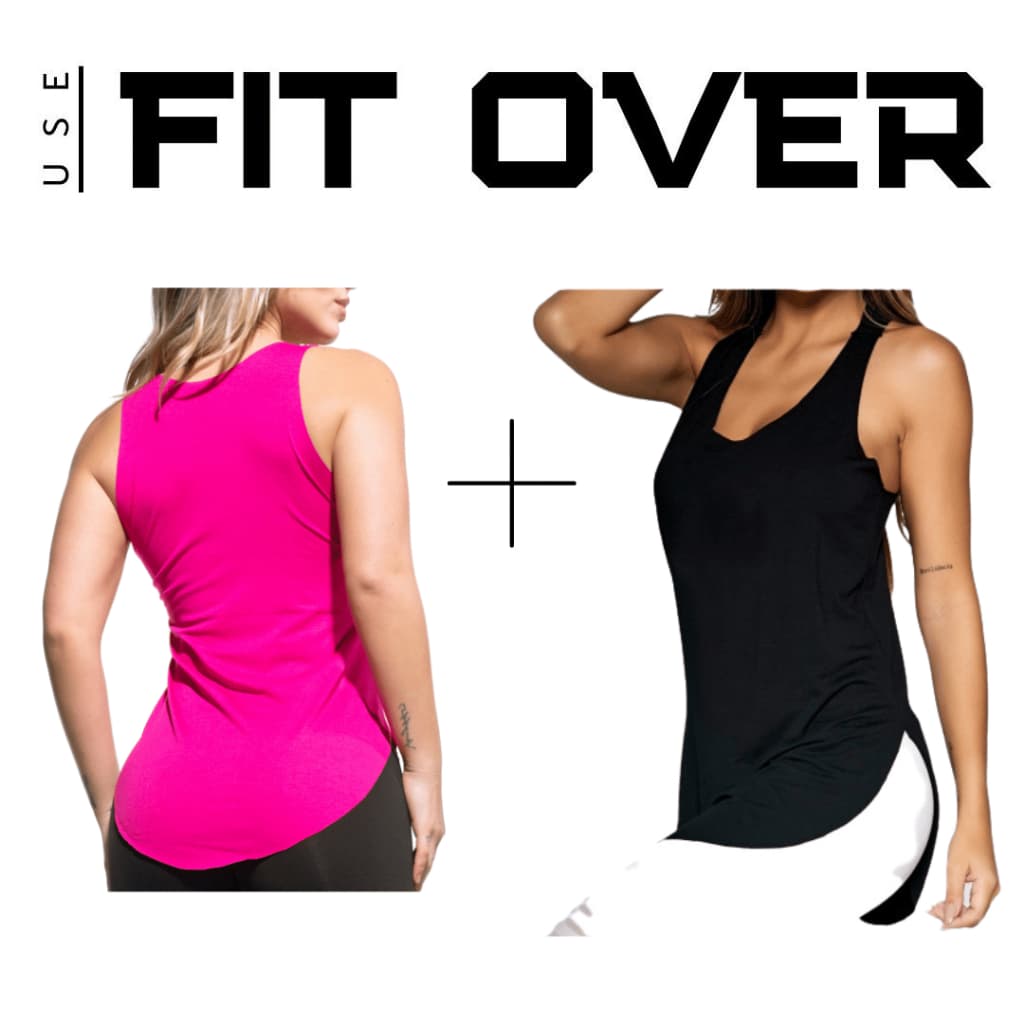 Kit 2 camisetas fitness - básica - tapa bumbum - academia - crossfit - fit over
