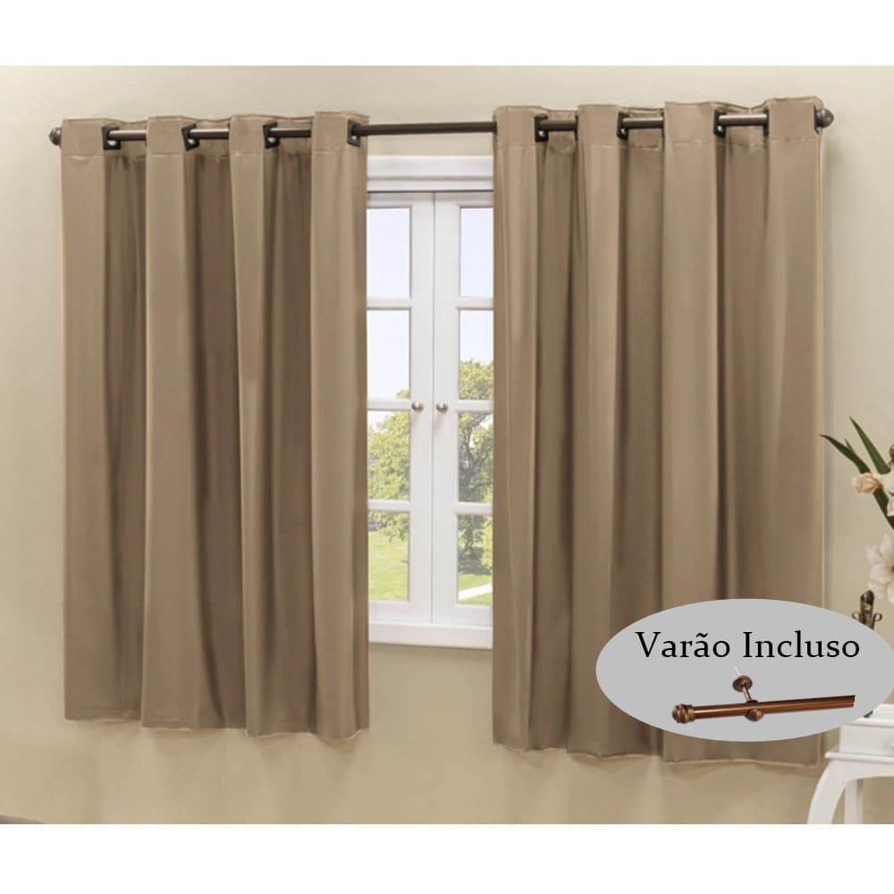 Cortina Blackout 2,20m x 1,30m Com Varão Incluso Sala Quarto Blecaute PVC corta 100 % a luz