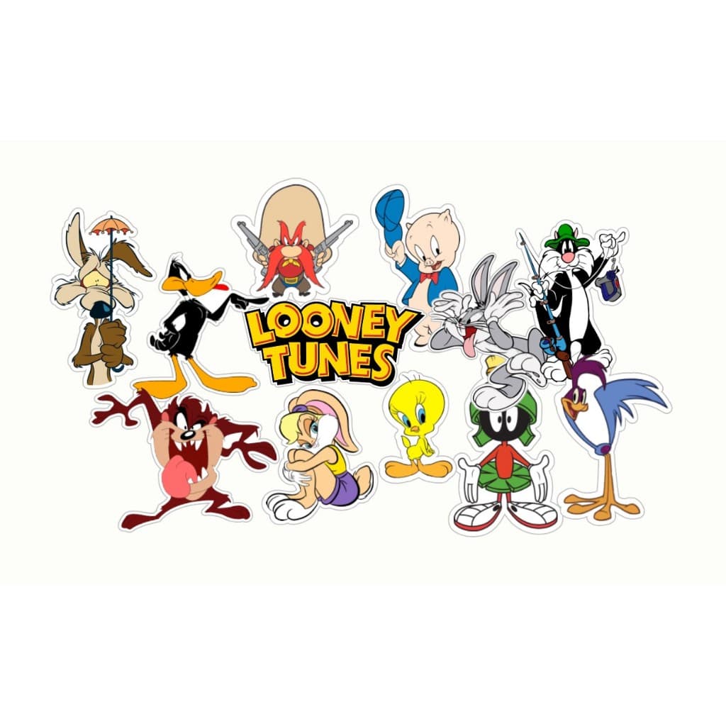12x Stickers Adesivos Looney Tunes Pernalonga, Patolino, Gaguinho, Frajola, Coyote, Papa-Léguas, taz-mania