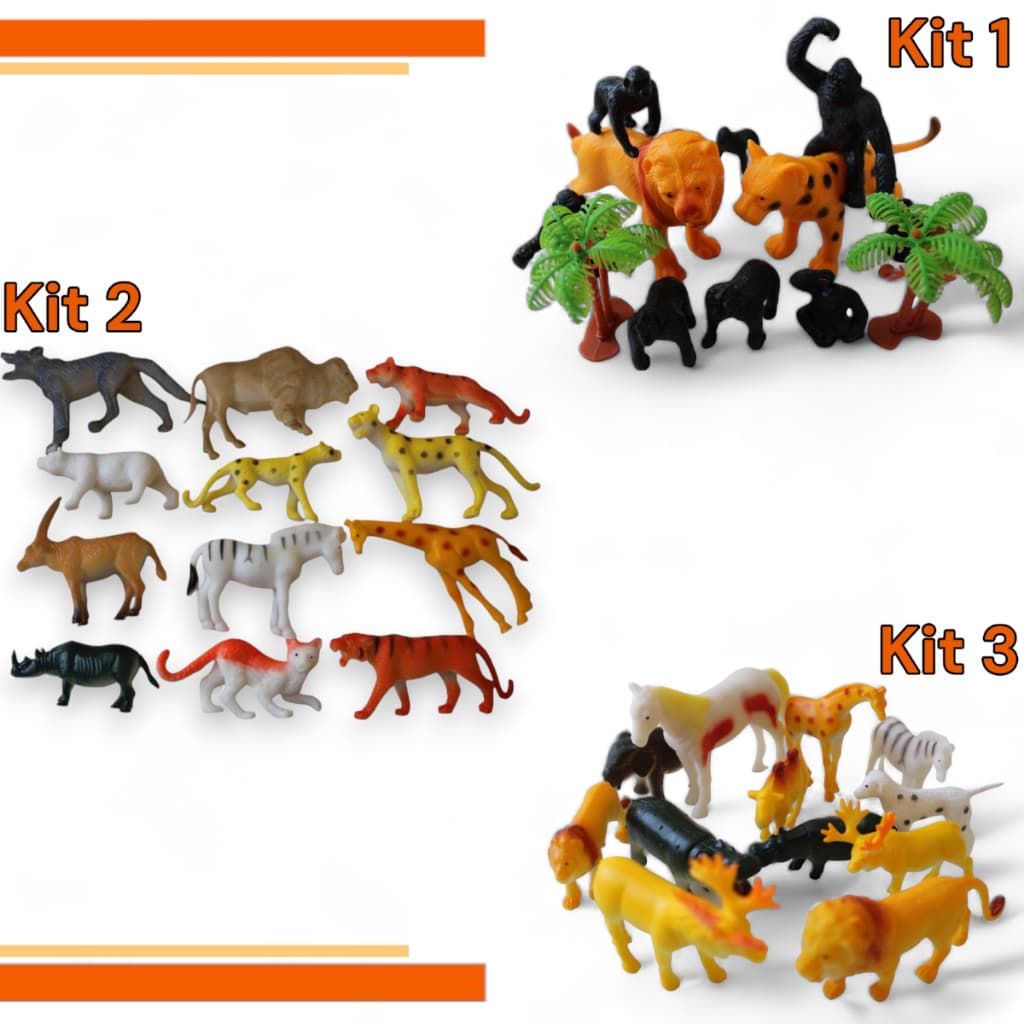 Animais Selvagens Brinquedo Infantil Realistas de Plastico Maquete Selva