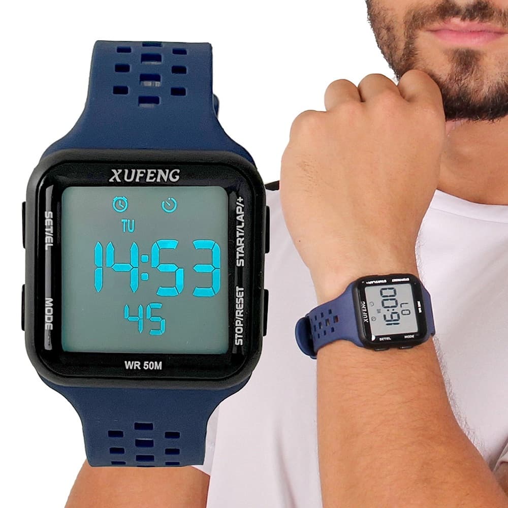 Relógio Xufeng Digital Esportivo Modelo 2023 Quadrado fino Confortavel A Prova Dágua relog sport