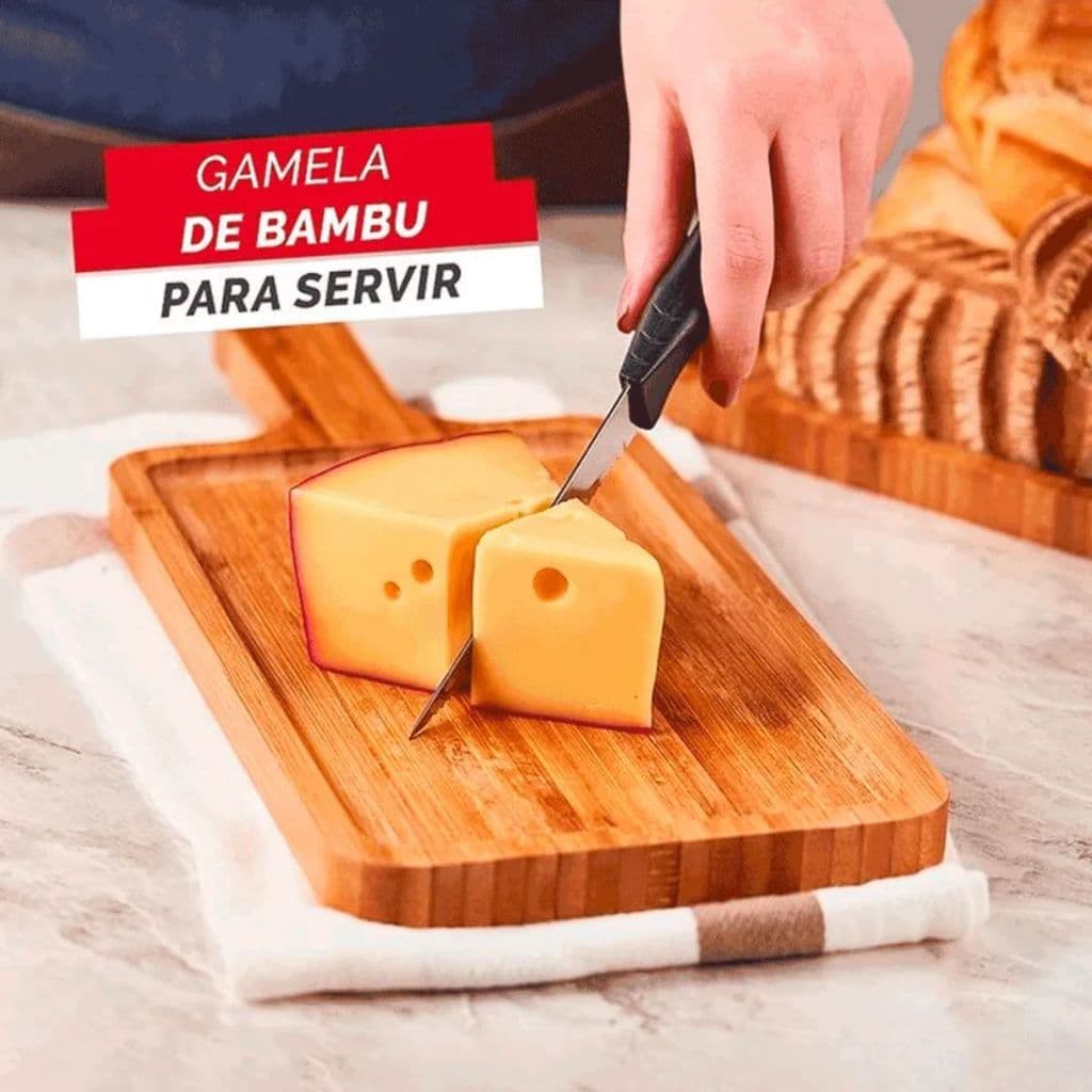 Tabua Para Corte Gamela De Bambu Para Servir Frios Petiscos Churrasco Aperitivos