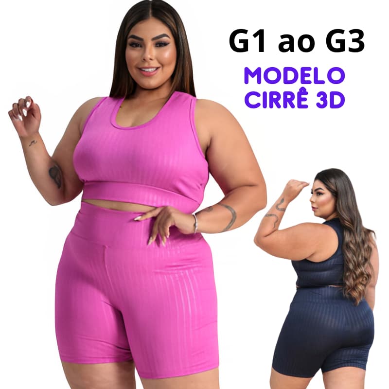 Short Feminino Plus Size Cirrê 3D Meia Coxa Tamanhos G1 G2 G3