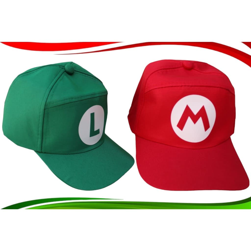 2 Bonés Estampado Super Mario E Luigi Adulto Ou Infantil