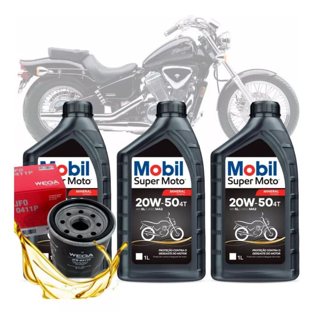 Óleo E Filtro Honda Shadow 600/750 Mobil 20w50