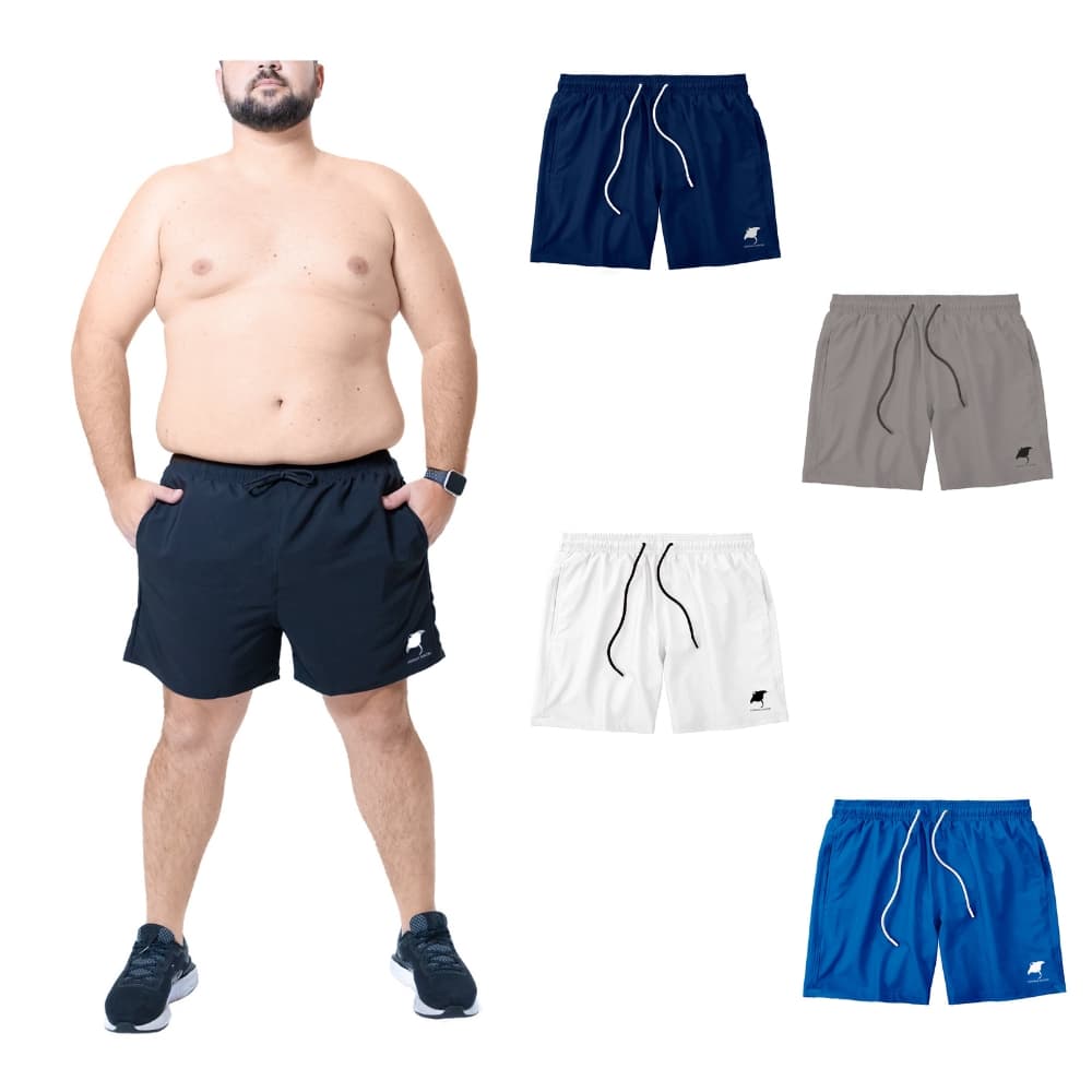 Kit 5 Shorts Masculino com Elastano Plus Size Academia Esporte Treino Bermuda Praia Básico Liso
