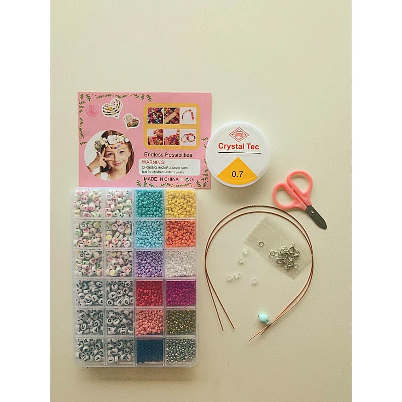 Kit Miçanga Infantil Para Pulseira Colar  Maleta Miçangas + Silicone Presente H-003