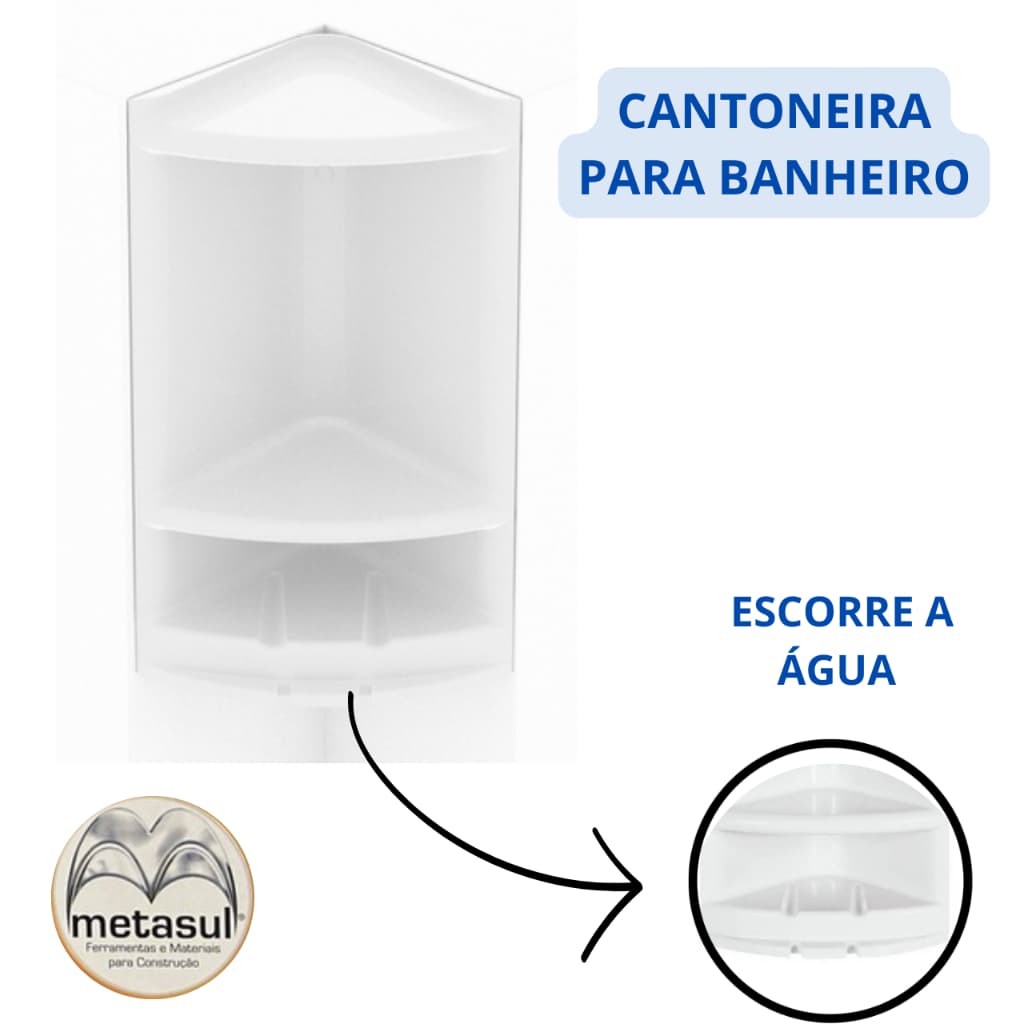 cantoneira prateleira branco de parede porta shampoo condicionador sabonete banheiro box metasul