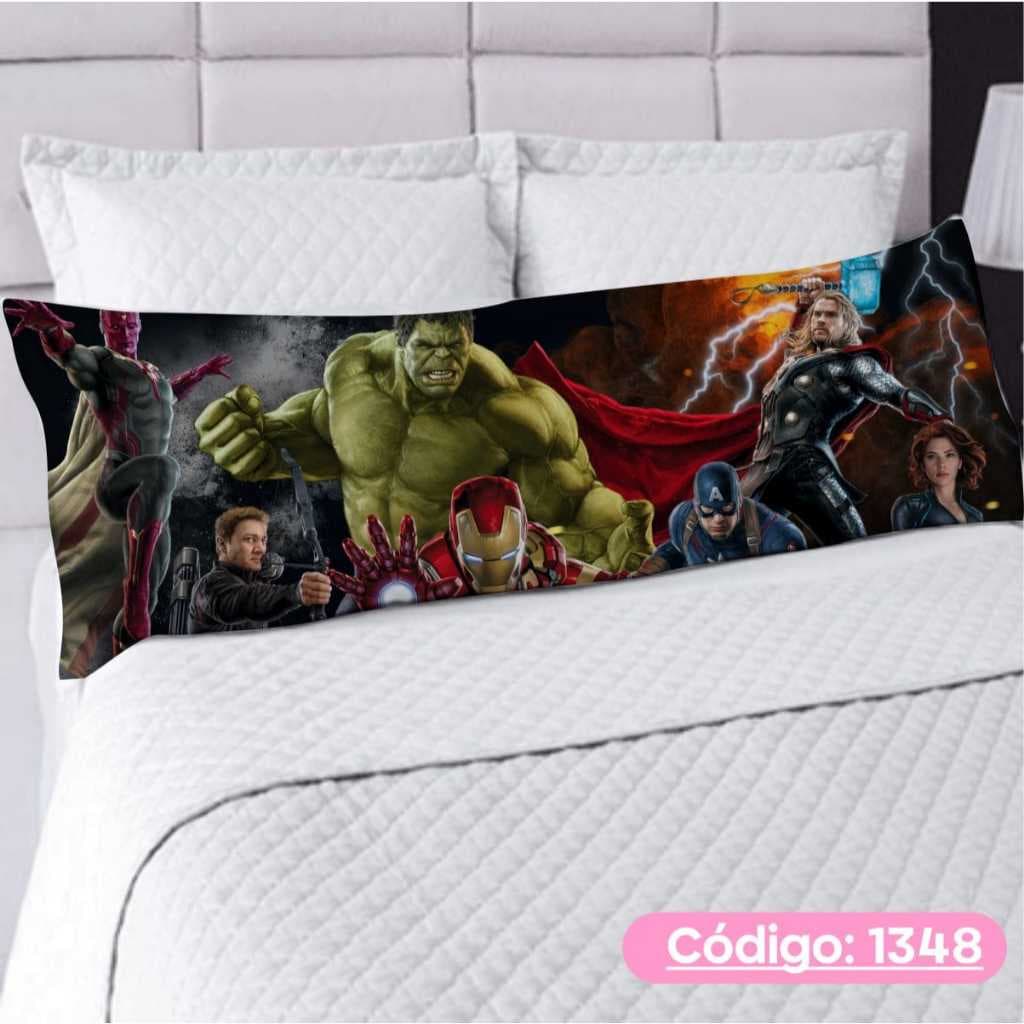 Capa De Travesseiro De Corpo Fronha Xuxão Com Ziper Personalizado Vingadores,Homem Aranha,Hulk