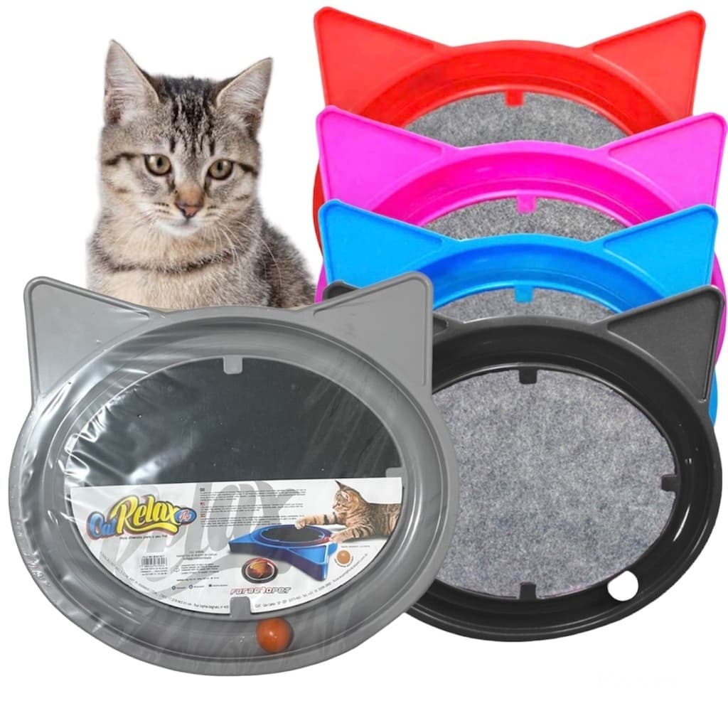 Arranhador Redondo Antiestresse para Gatos Cat Relax com Bolinha Varias Cores Furacão Pet