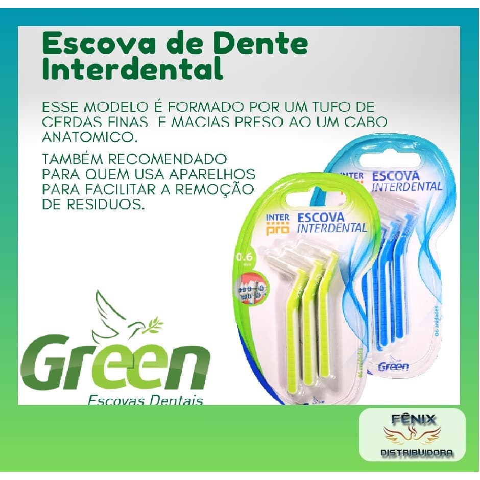 ESCOVA DE DENTE INTERDENTAL LINHA PREMIUM ORIGINAL GREEN COM CAPA PROTERORA, PARA USO DIARIO.