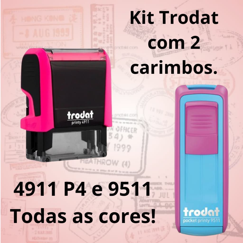 Kit de carimbos Trodat - Pocket 9511 + 4911 P4 (com tampa).