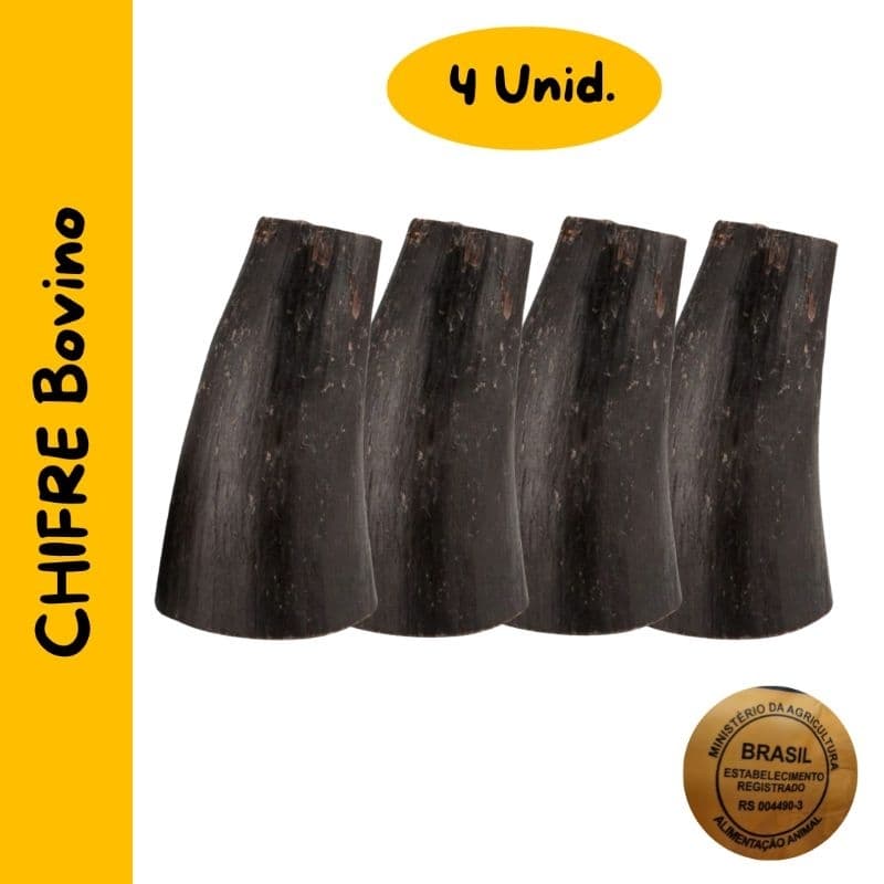 Kit 4 CHIFRE Bovino Para Cães Mordedor Osso