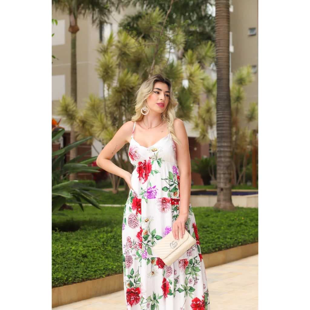 vestido de alcinha com saia 3 marias e estampa floral