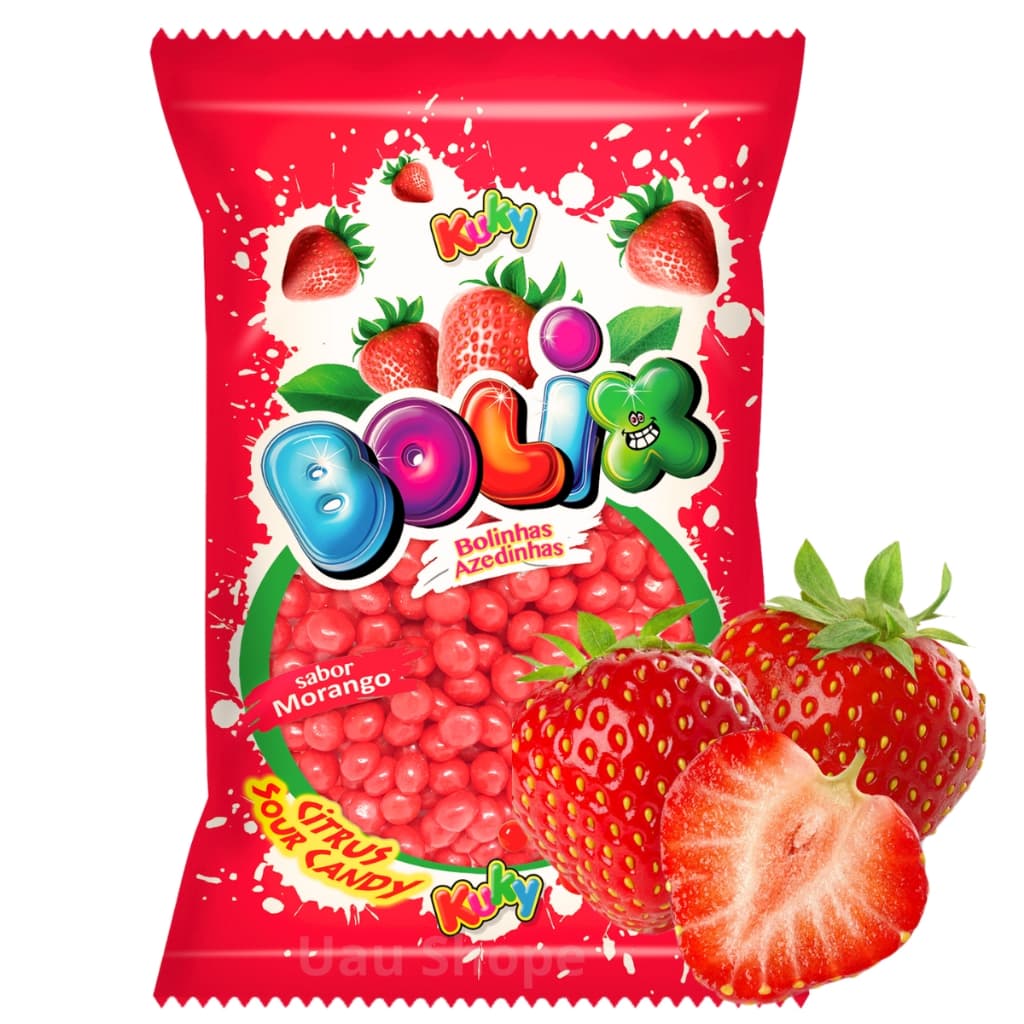 1/2/3 Bala De Goma Azedinha Bolix Morango 500g - Kuky