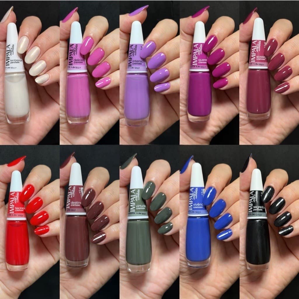 Kit 10  Esmaltes A Cor Da Sua Moda 5 Manicure Impala 7,5Ml Lançamento  2024