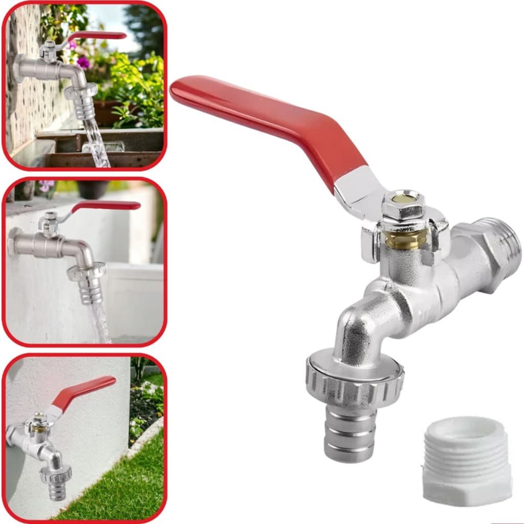 Torneira De Esfera Para Tanque E Jardim 1/2 Para 3/4 C/ Bico