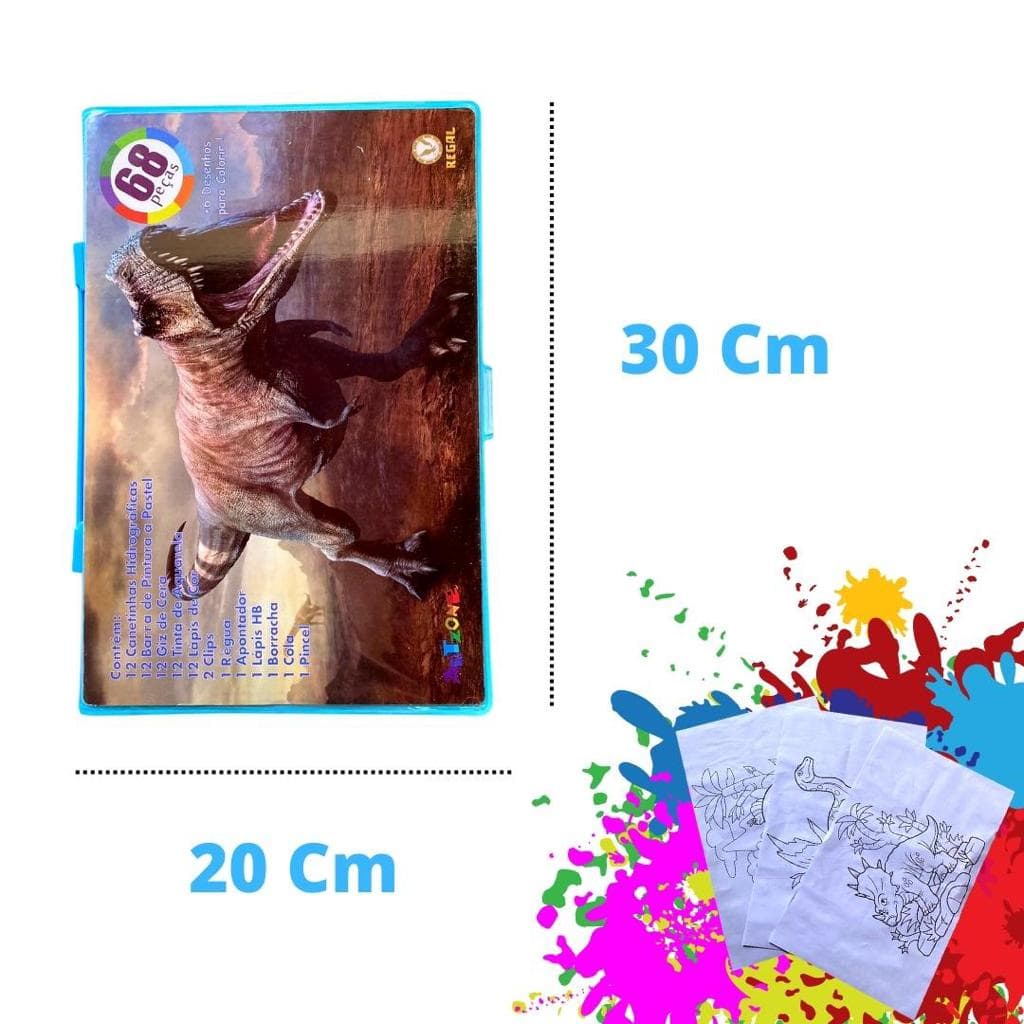 Estojo Maleta Pintura 68 Peças Infantil Canetinhas Giz Lápis
