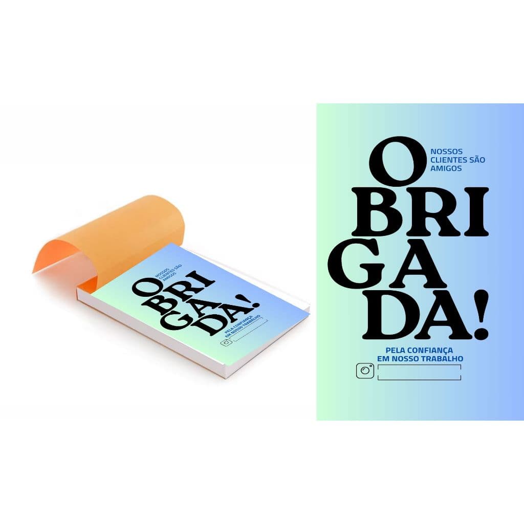 Kit 5 Blocos (500 Folhas) para Agradecimento /Obrigada pela confiança 1
