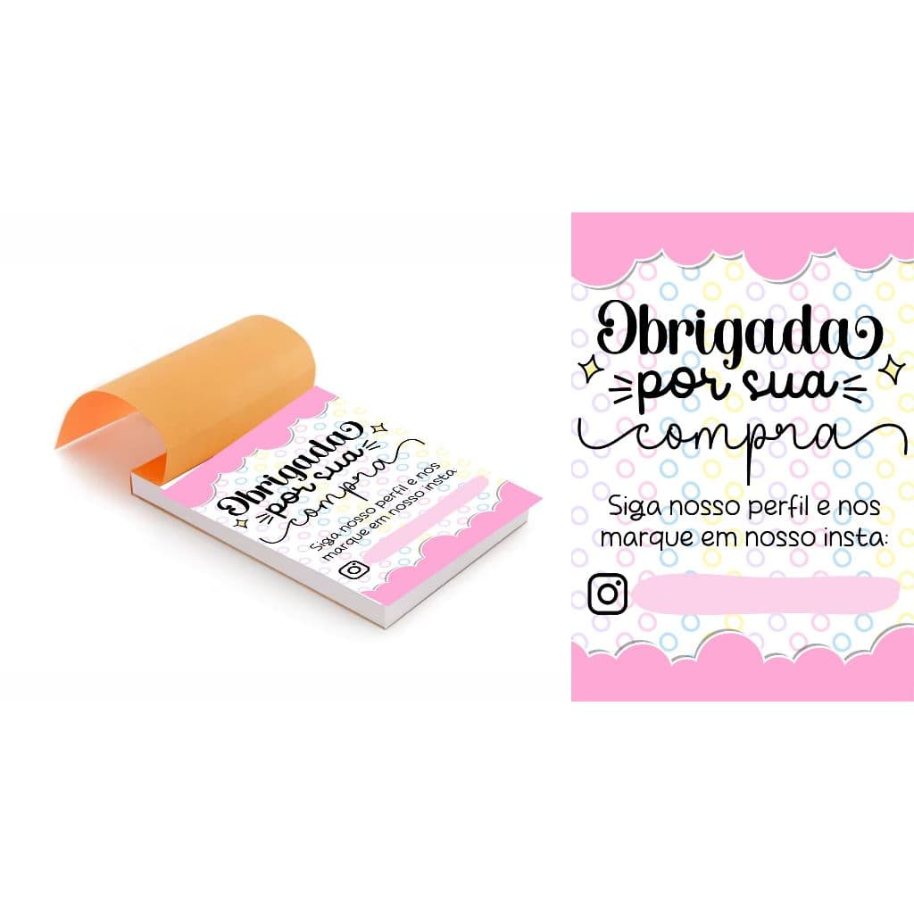 Kit 5 Blocos (500 Folhas) para Agradecimento / Obrigado pela Compra III