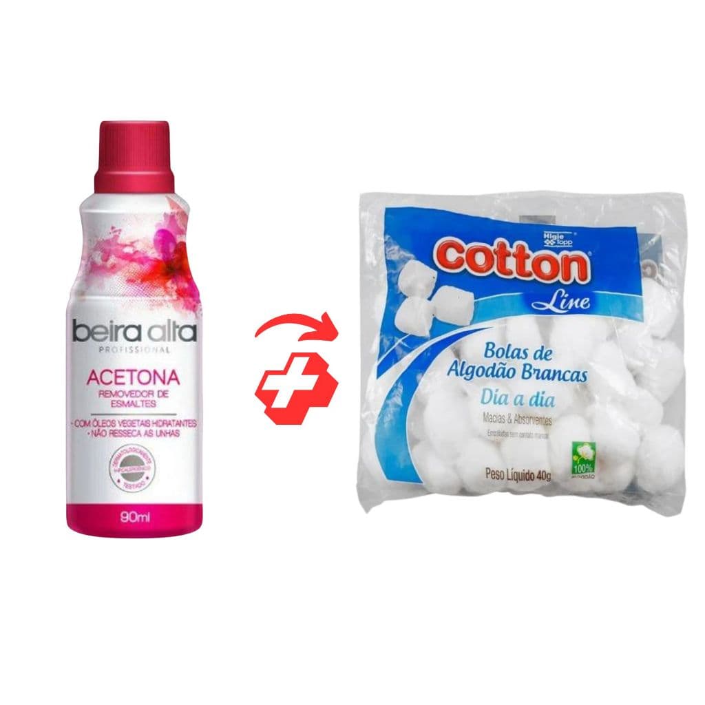 Removedor de Esmalte À Base de Acetona  90ml Grátis Algodão Cotton ou SUSSEX