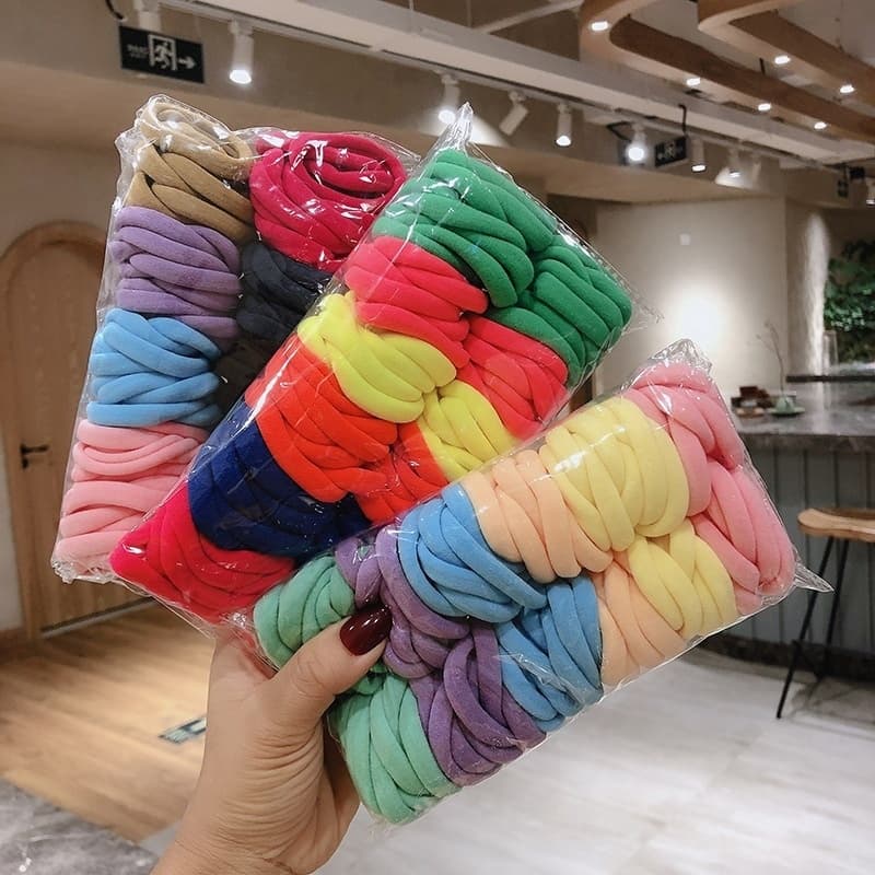 Kit 100 Xuxinha Elástico de Cabelo Xuxinha Criança Adulto Rabicó 100 Unidades-Grande