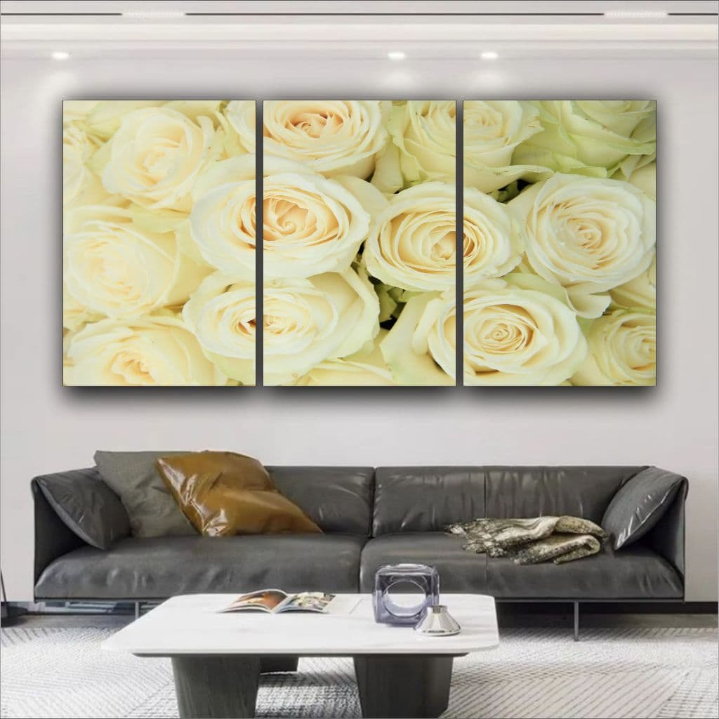 Quadro Decorativo Flor Flores Brancas Rosa Sala Quarto 3 pç