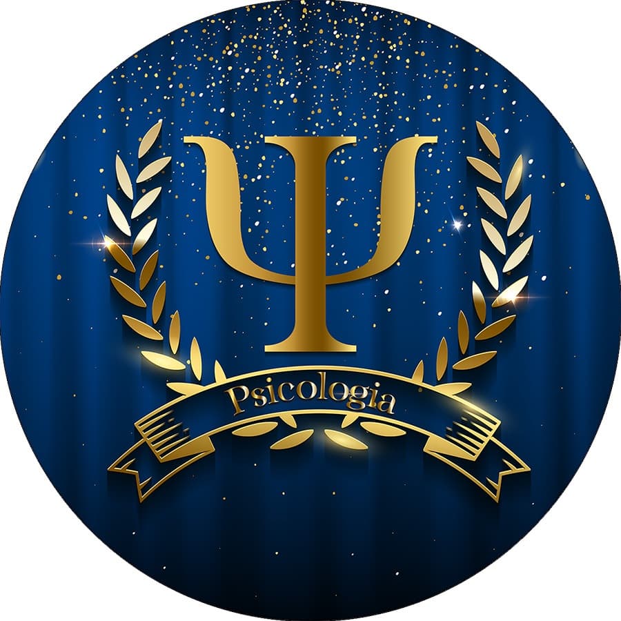Painel de Festa Redondo em Tecido Profissão Psicologia Azul e Dourado 003
