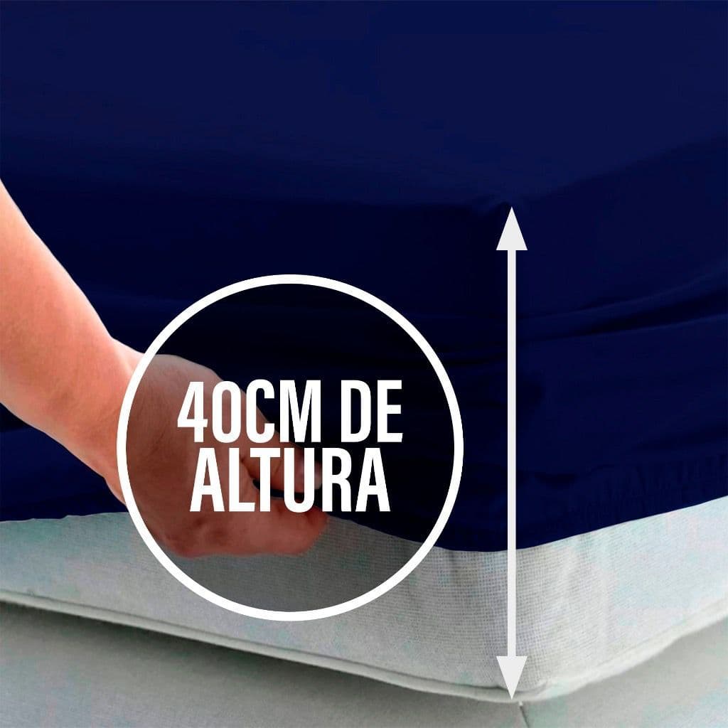 Lençol Queen 40 cm altura c/ Elástico Confort Percal Flex 400 Fios Toque Macio Aveludado - EXTRA ALTO