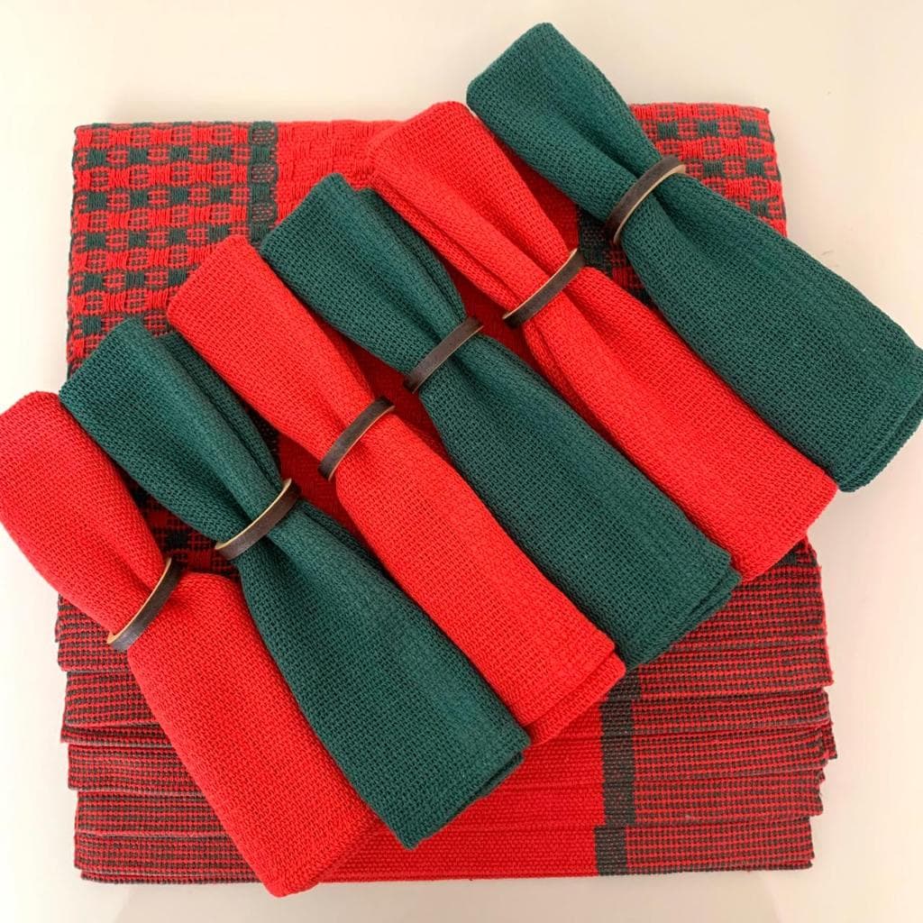 Kit De Jogo Americano Especial De Natal 6 E 4 Lugares 100% algodão Mesa Posta De Luxo